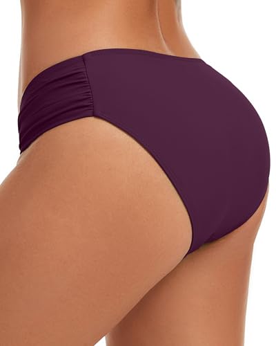 Image of Women's Bathing Suit Bottoms Full Coverage Ruched Bikini Tankini Bottom Swimsuit Brief