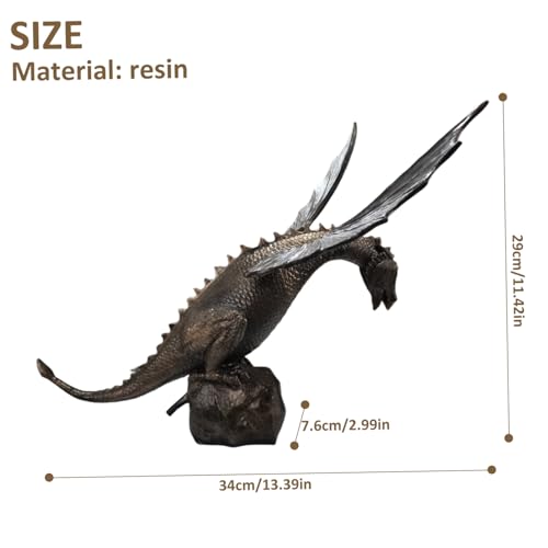 Dragon antique en résine avec cascade d'eau décorative 11 pouces
