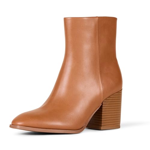 Amazon Essentials Botín con tacón Liso al Tobillo Mujer, Bronceado, 38 EU