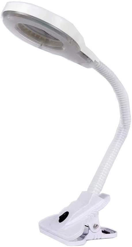 Lente d'Ingrandimento 3X, Lampada con Clip, Regolazione a 180 Gradi, Tipo da Tavolo, Lampada Portatile con Clip, Lente d'Ingrandimento con Luce LED Interessante