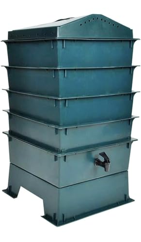 VermiHut 5-Tray Worm Compost Bin, Dark Green with Free Worm-Saver Tray