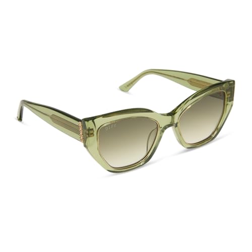 DIFF | The White Lotus Thailand Designer Cat Eye Sunglasses for Women UV400, Light Green Crystal + Olive Gradient
