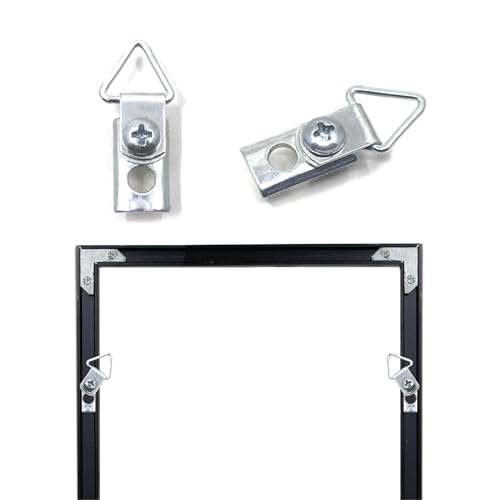 Image of PHS Metal Picture Hanger for Aluminum Framing - 24 Pcs Framing Hardware - 3-Part Frame Hanger for #11 Profile Frames - Picture Frame Parts & Accessories