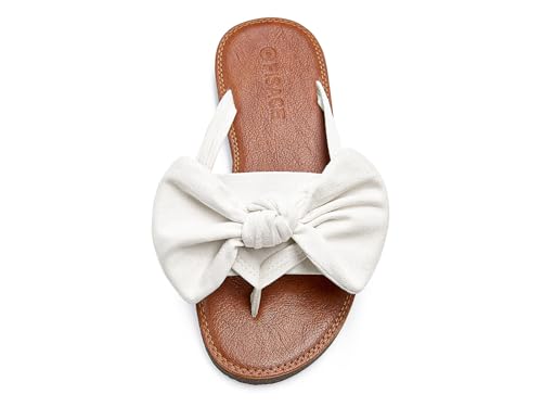 Image of FISACE Womens Bow Flat Sandals Flip Flops Slide Sandals Summer Beach Shoes