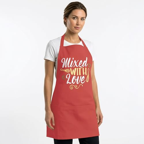 Image of Yellow Weaves Cotton Canvas Printed Kitchen Apron with Large Pockets, Cooking Apron for Men & Women, Durable Chef Apron for Cooking, Barista, Restaurant, Cafe Kitchen Apron