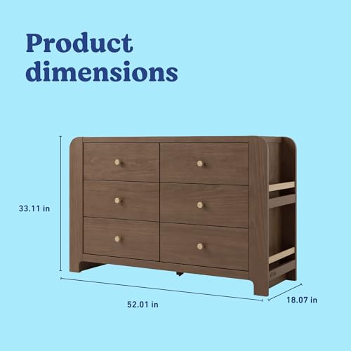 Image of Graco Read-with-Me 6 Drawer Dresser with Bookshelves (Hazelnut with Driftwood) - GREENGUARD Gold Certified Storage for Baby and Kids Room, Interlocking Drawer System