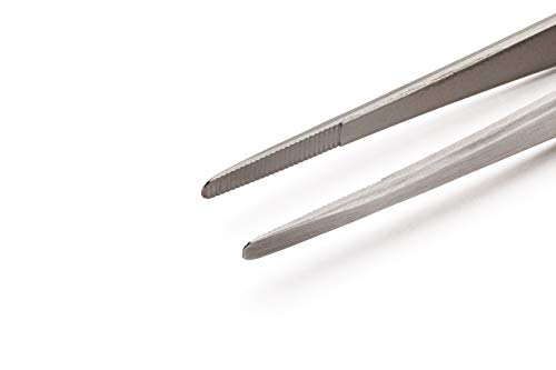 Weller Erem 21SA120 Tweezers with Large, Flat, Round Tips, with Inside and Outside Serrations, 120 mm, Silver - Image 3