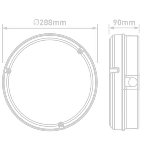 Luceco LED Mosi Bulkhead Round 290 mm 1150LM 12W IP65 4000K Black Emergency, 20 cm/7 W - Image 4