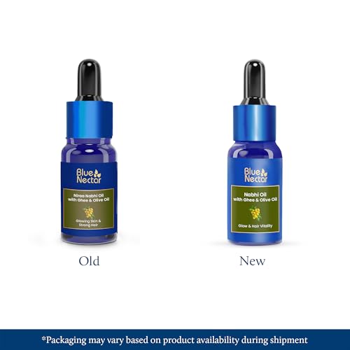 Image of Blue Nectar Nabhi Oil with Ghee & Olive Oil | Ayurvedic Nabhya Dhara Belly Button Oil for Glowing Skin & Strong Hair | Deep Hydration & Nourishment (22 Herbs, 10ml)