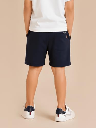 Image of Pilolo Kids Soft Cotton Terry Lycra Adjustable Drawstring Pocket Shorts for Boys