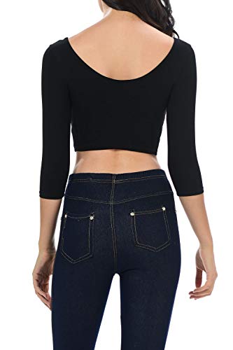 Womens Trendy Solid Color Basic Scooped Neck and Back Crop Top3
