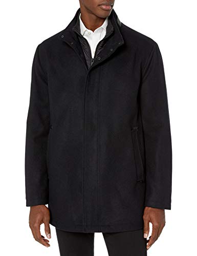 Marc New York by Andrew Marc Men's Wool Barton Jacket with Nylon Bib Insert, Navy, Large