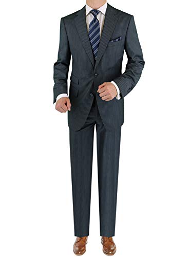 LN LUCIANO NATAZZI Italian Men's Suit 180'S Cashmere Wool Ticket Pocket Stripe (48 Long US / 58L EU/W 42, Charcoal Stripe) LN LUCIANO NATAZZI Italian Men's Suit 180'S Cashmere Wool Ticket Pocket Stripe (48 Long US / 58L EU/W 42", Charcoal Stripe)