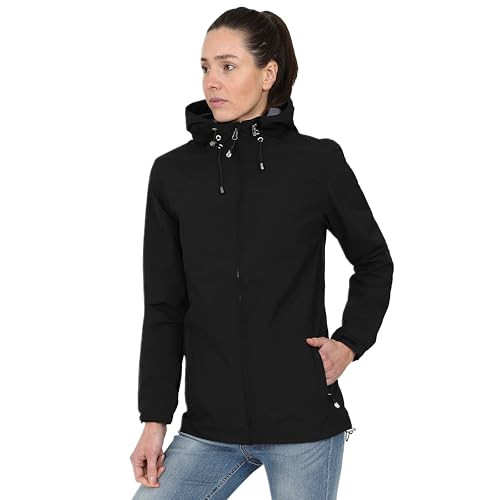 Blu Apparel Wasserdichte Regenjacke mit Kapuze für Damen (12, Schwarz)
