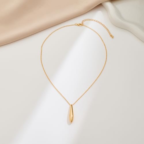 FAMARINE Gold Silver Pendant Necklace Women Dainty Cute Jewelry Long Tear Simple Necklaces4