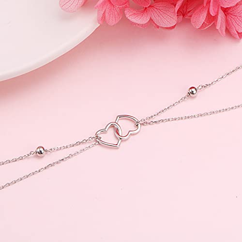 Image of S925 Sterling Silver Anklet for Women Adjustable Plus Foot Ankle Bracelet