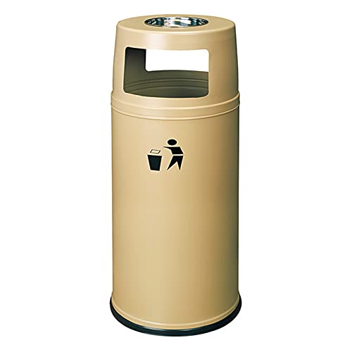 DFEDHF Garbage Can Outdoor/Indoor Recessed Panel Trash Can with Ash,Round Trash Can,Stainless Steel Ashtray,Multiple Color Options Trash Bin(Beige)