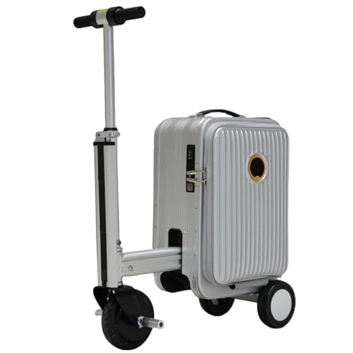 Patinete de equipaje para adultos con mango telescópico, batería extraíble, puerto USB, bloqueo TSA, soporta carga de 110 kg, ideal para viajes al aeropuerto