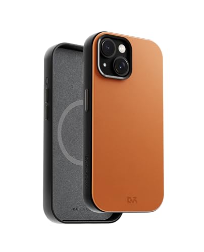 Image of DailyObjects Leatherite Case for iPhone 15 Plus Compatible with MagSafe Wireless Charging | Tan-Grey Hybrid Magnetic Back Cover