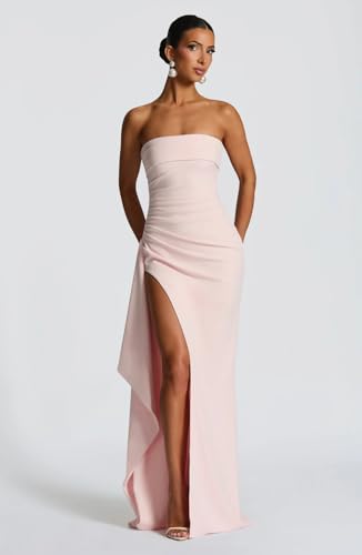 Long Satin Bridesmaid Dresses Strapless Mermaid Formal Prom Dress for Women2