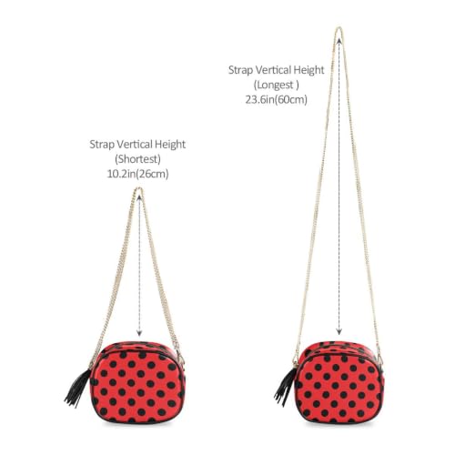 Image of ALAZA Women's Polka Dot Cherry Red Black Dots PU Leather Crossbody Bag Shoulder Purse with Tassel