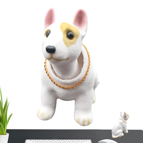 Oldmoom Figurine Chien Tableau De Bord Voiture | Chien avec Tête Qui Bouge,Modèle De Décoration en Résine Mignon pour Bureau Chambre Salon Voiture