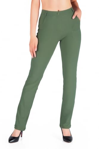 Image of Yogipace Women's Straight Leg Yoga Dress Pants for Work, 27 inch-37 inch Inseams