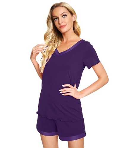 Image of WiWi Viscose from Bamboo Pajamas Set for Women Super Soft Short Sleeve Cooling Summer Plus Size Pjs Sets Sleepwear S-4X