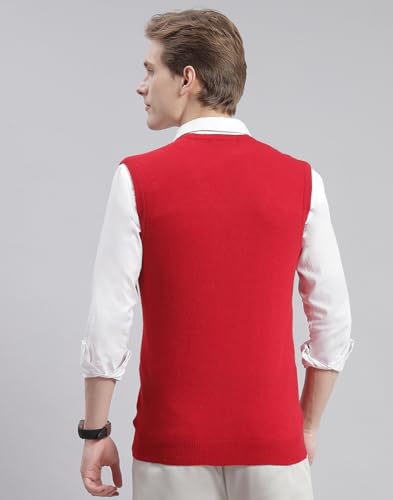 Image of Monte Carlo Off White Solid V Neck Sweater | Warm Woolen Pullover for Men | Soft Comfortable Knitted Winter Wear Sweater for Men's