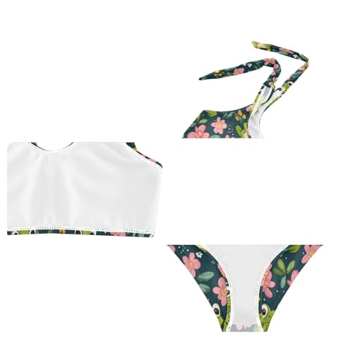 Wusikd Funny Frogs Girls Swimsuits Two Piece Floral Swimwear Bikini Set for for Girls Size 3T4