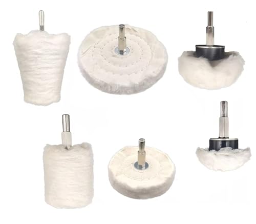 Image of Inditrust Polishing Wheel,6pcs White Buffing Wheel Pad Mop Kit Wheel Shaped Polishing Tool for Metal Aluminum,Stainless Steel,Jewelry,Wood,Plastic,Ceramic,Glass