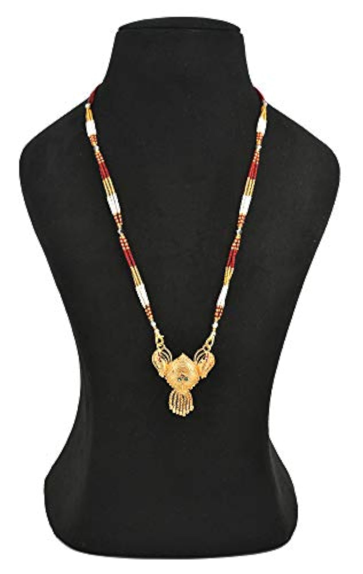 Traditional Green & Yellow Beads Mangalsutra Necklace Set