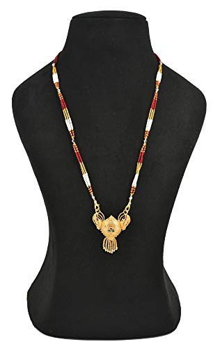 Traditional Green & Yellow Beads Mangalsutra Necklace Set