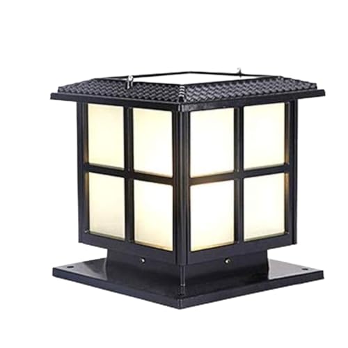 Luces Solares Exterior Luz de jardín exterior, columna solar, cuadrada, for valla, paisaje, impermeable Iluminacion Jardin Decorativas(Black)