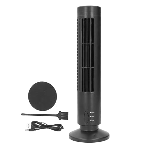 Respicefinem Ventilador de torre sin aspas Alimentado por USB Dos velocidades Operación ultra silenciosa ajustable Ahorro de energía Diseño portátil para ahorrar espacio para el (Negra)