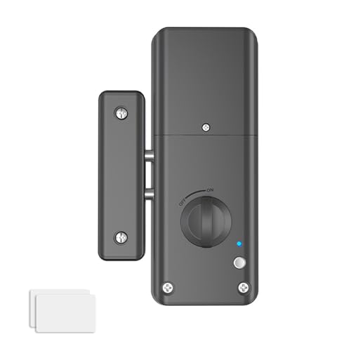 室内電子錠 隠し電子ドアロック 穴あけ不要、自動ドア開閉、キーレス操作、 IC カード、暗号化磁気ロック 簡単なインストール 多機能 非金属製の ホームオフィスに最適 黒 Tongtong Lock APP+カード(白いカード2枚を含む)