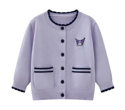 Cartoon Girls Crewneck Cardigan Sweaters Long Sleeve Open Front Knit Cardigans Button Knitted School Uniform Sweater