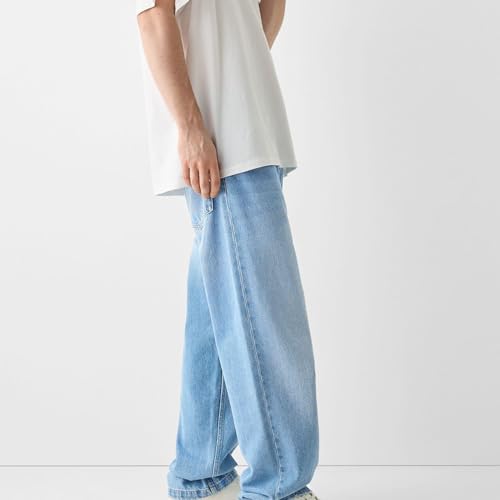 Mxiqqpltky Men's Baggy Jeans Retro Hip Hop Wide Leg Denim Pants Stretchy Loose fit Straight Leg Jeans Trousers 90s Streetwear3