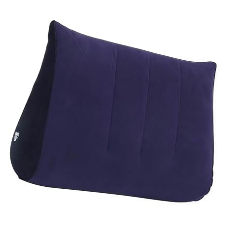 Image of Blow up Cushion Wedge Pillow Compact Lightweight Multipurpose Triangle Shape Dark Blue