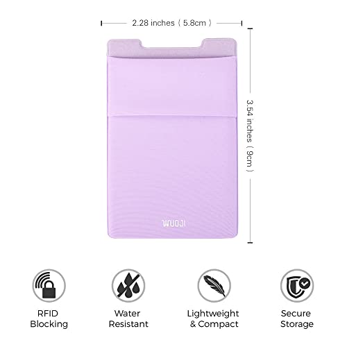 Image of RFID Blocking Phone Card Wallet - Double Secure Pocket - Ultra-Slim Self Adhesive Credit Card Holder Card Sleeves Phone Wallet Sticker All Smartphones (Light Purple)-2PC
