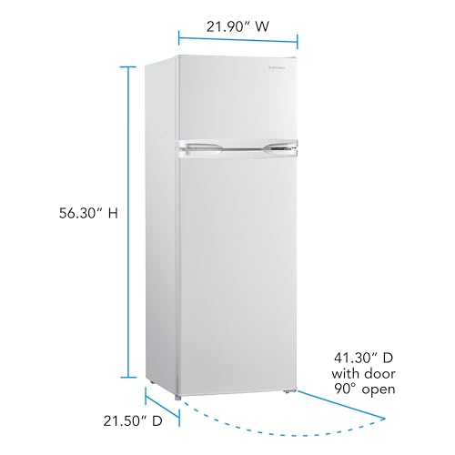 Image of West Bend Apartment Refrigerator Freestanding Reversible Dual Doors Full Fridge with Freezer, Full-Range Temperature Control with Adjustable and Removable Door Bins and Shelves, 7.5-Cu.Ft, White