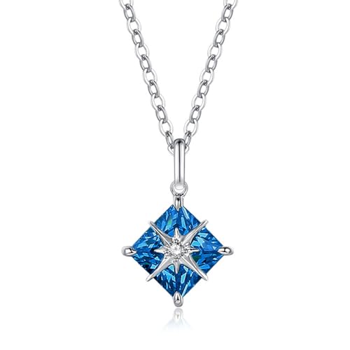 FANCIME Collier Princess Dream Rêve de Princesse pour femme pendentif 14K or blanc 585 avec diamant et pierre de naissance chaîne argent 925 bijoux fins...