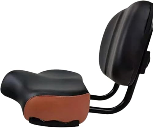 Wenrox 背もたれサポート付き自転車サドルシート、サイクリングシートクッションワイドコンフォートソフトフェイクレザーバイク自転車パッドカバー 痛くない エアロバイク 電動自転車 背もたれ付き 自転車 座面が大きい 腰が楽 クッション性 高さ調整 (G)