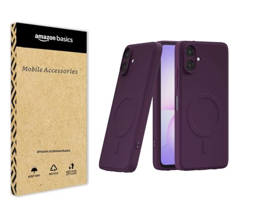 Image of amazon basics Back Cover for Samsung Galaxy A07 / M07 5G Soft Matte Silicone Mag-Safe Design (Mag-Safe Not Support) Camera Protection | Slim Fit Bumper Cover (Purple)