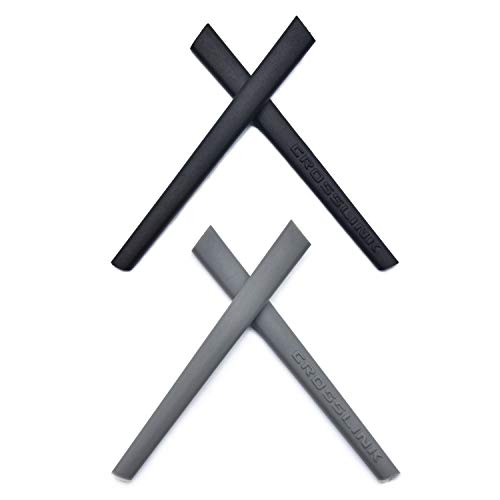 HKUCO Noir/Gris Jambe de rechange en silicone pour Oakley Crosslink Pitch Des lunettes de soleil Kit de caoutchouc