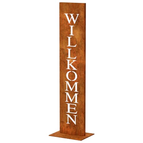 LOFTPLUS Rost Metall Willkommen-Schild for Garten-Deko - 71CM...