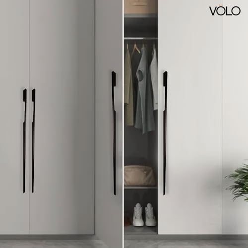 Image of VOLO Aluminium Wardrobe Handle - Elegant Pull Handle for Wardrobe Doors, Cabinet Doors, and Drawers in Kitchen, Office, and Bedroom (Pack of 2 Pieces) (SAC-40 Black 24 Inc (600mm))