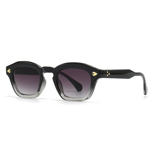 Lunettes de soleil à monture rétro dégradée et détails clou de riz pour un style unique
