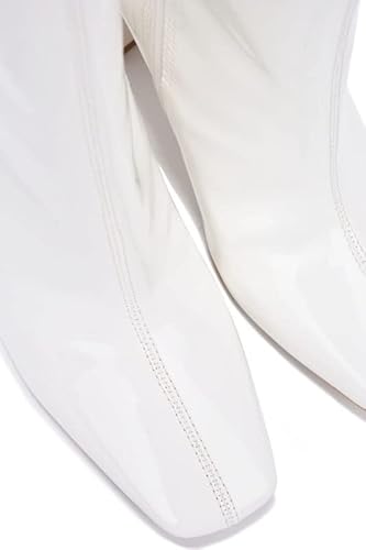 Women's Fashion Ankle Boots Square Toe Chunky Block High Heel Mid Calf Booties Belinda By Cape Robbin White 10 #TOP3