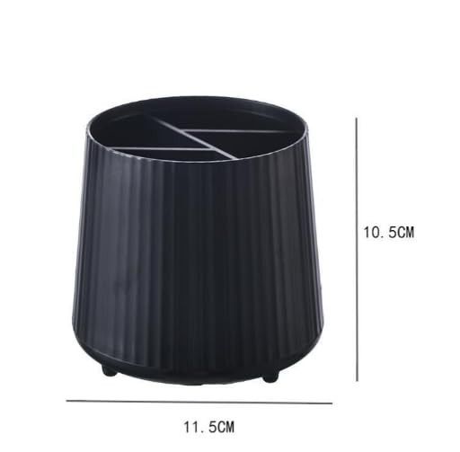 Image of AccuPrints Sumiko Plastic Desk Organiser Pen Holder with Dog Design, Semicircular Shape, 11.5 x 10.5 cm, 4 Compartments, Matte Finish (Black)